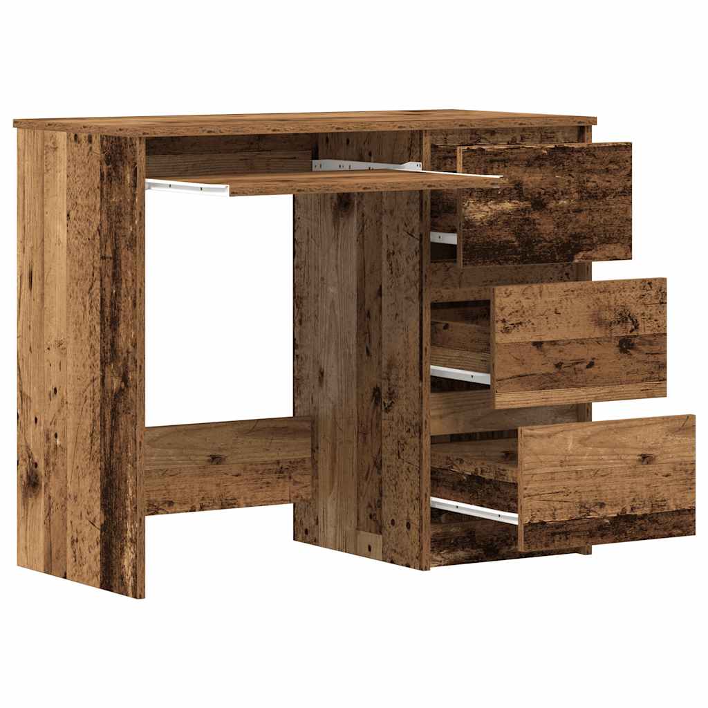 Bureau 90x45x76 cm bewerkt hout oud houtkleurig is nu te koop bij PeponiXL, paradijselijk wonen!