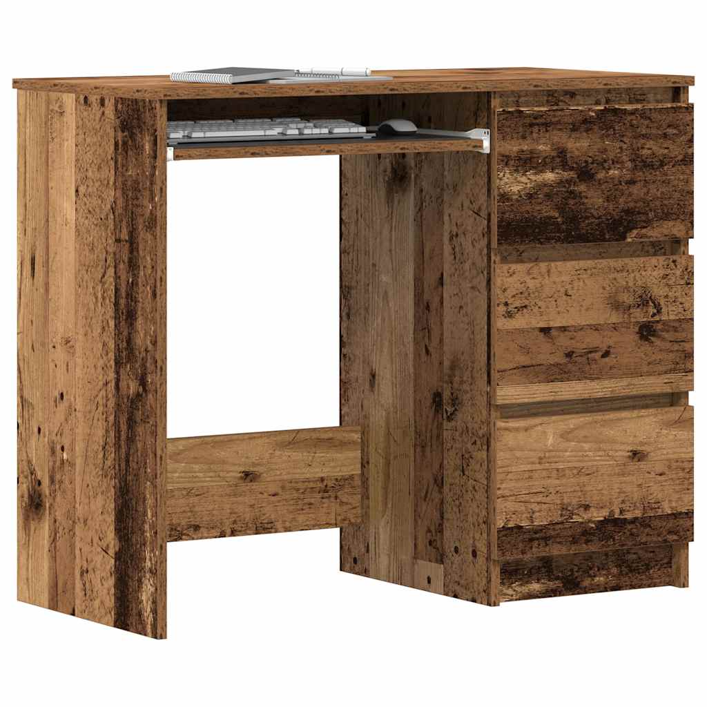 Bureau 90x45x76 cm bewerkt hout oud houtkleurig is nu te koop bij PeponiXL, paradijselijk wonen!
