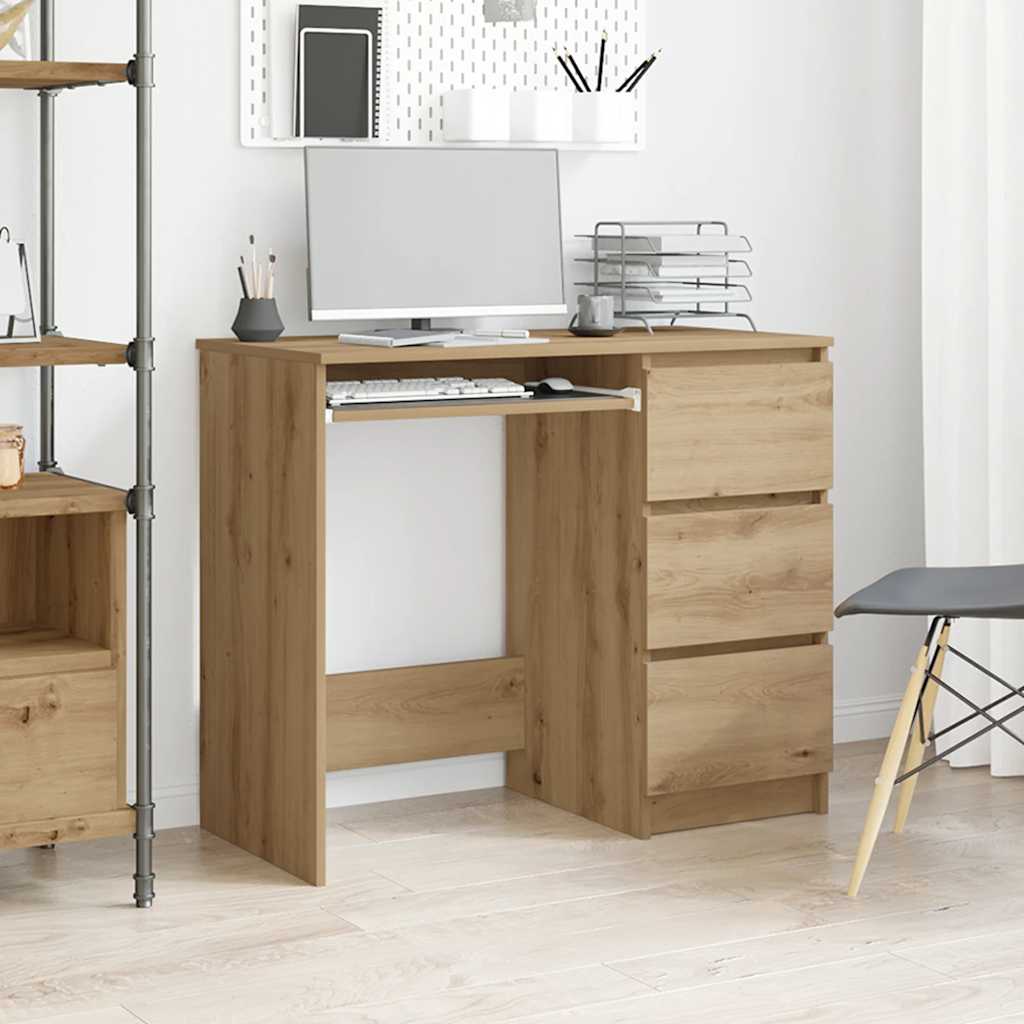 Bureau 90x45x76 cm bewerkt hout artisanaal eikenkleur is nu te koop bij PeponiXL, paradijselijk wonen!