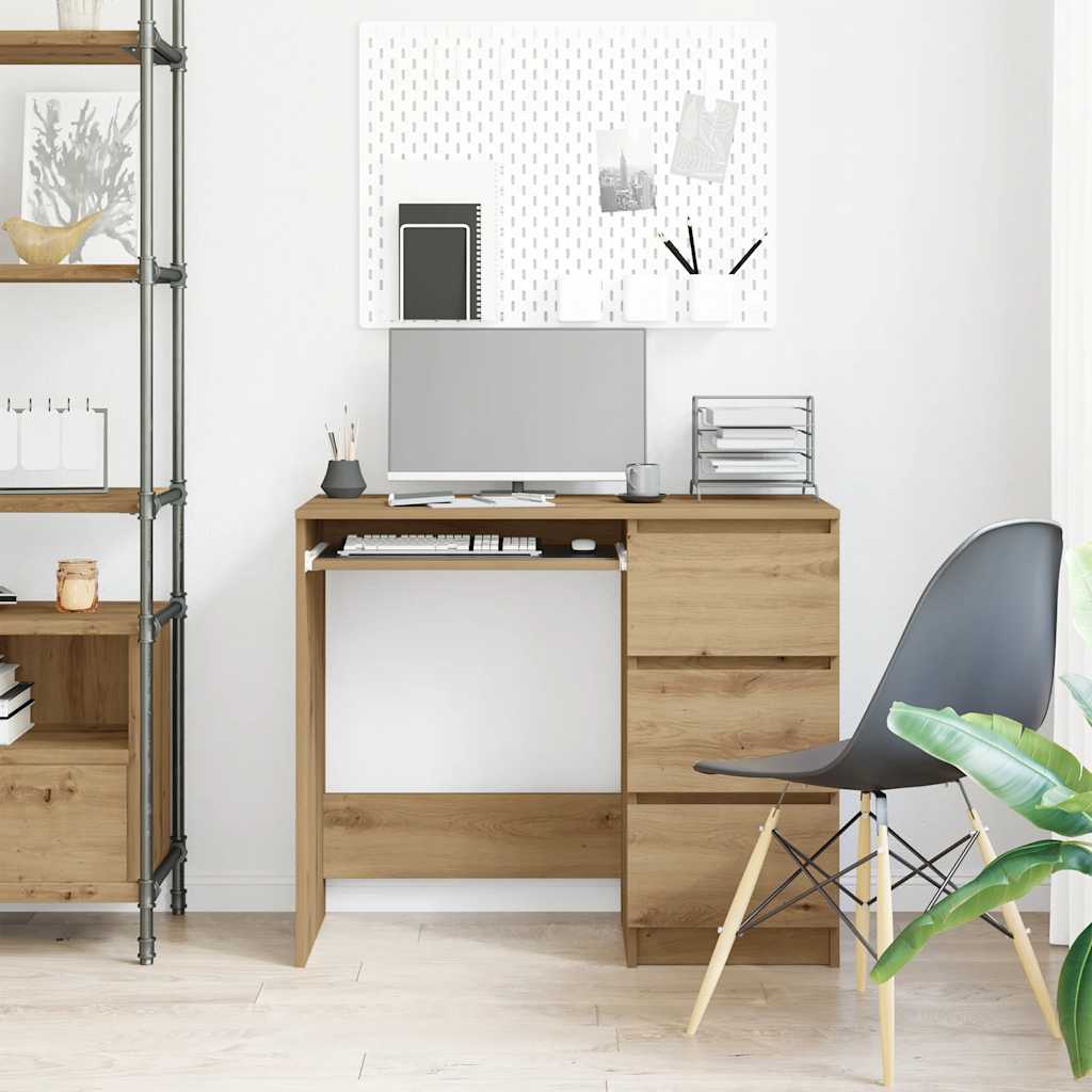 Bureau 90x45x76 cm bewerkt hout artisanaal eikenkleur is nu te koop bij PeponiXL, paradijselijk wonen!