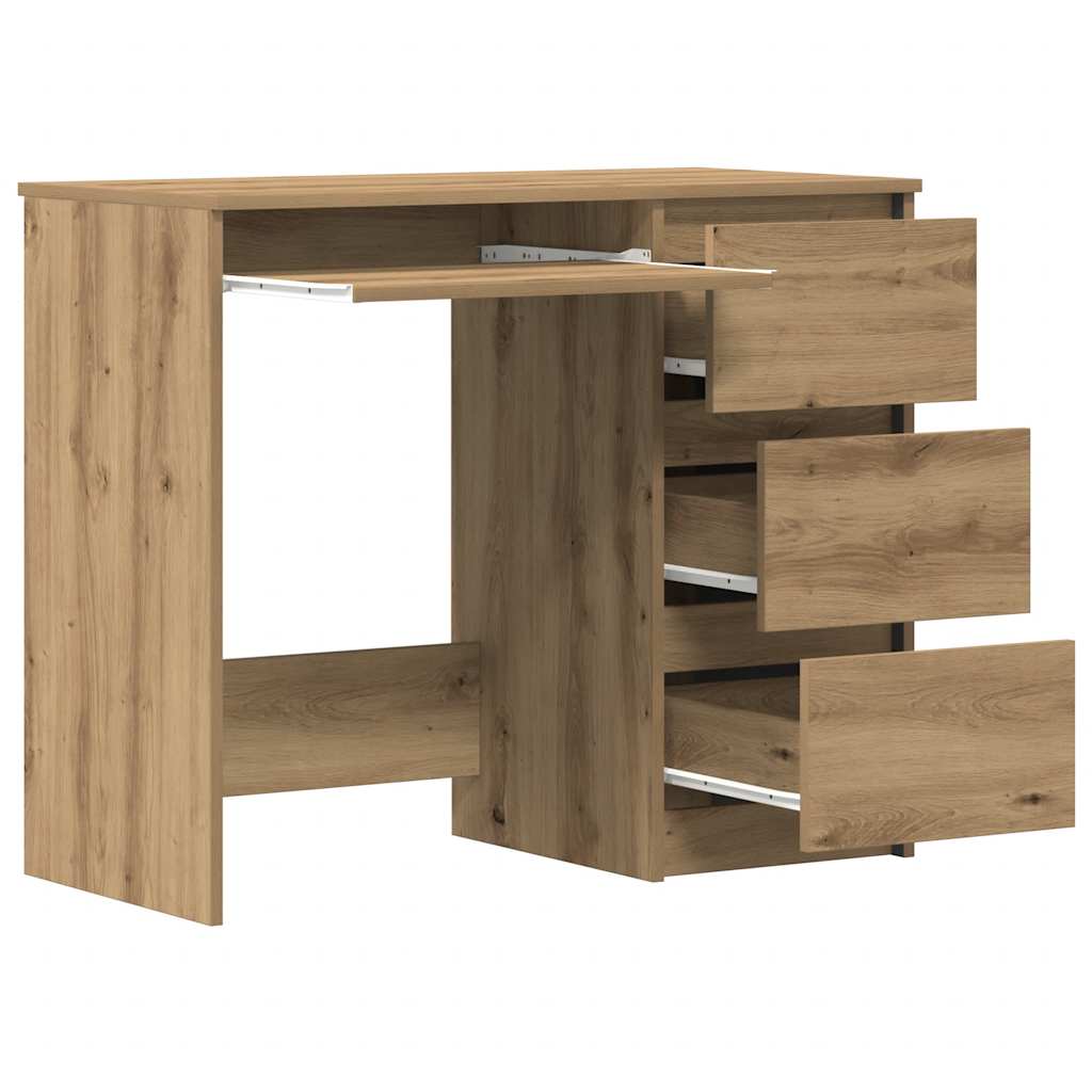 Bureau 90x45x76 cm bewerkt hout artisanaal eikenkleur is nu te koop bij PeponiXL, paradijselijk wonen!