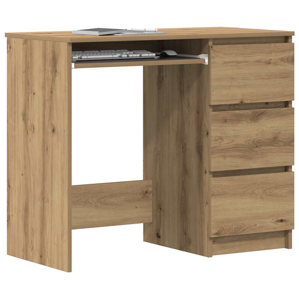Bureau 90x45x76 cm bewerkt hout artisanaal eikenkleur is nu te koop bij PeponiXL, paradijselijk wonen!