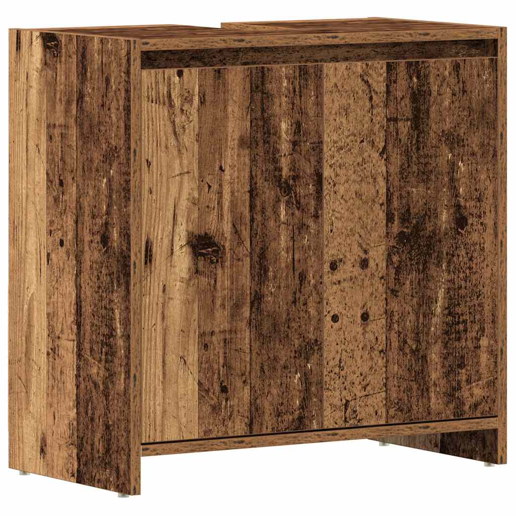 Wastafelkast 60x33x60 cm bewerkt hout oud houtkleurig is nu te koop bij PeponiXL, paradijselijk wonen!