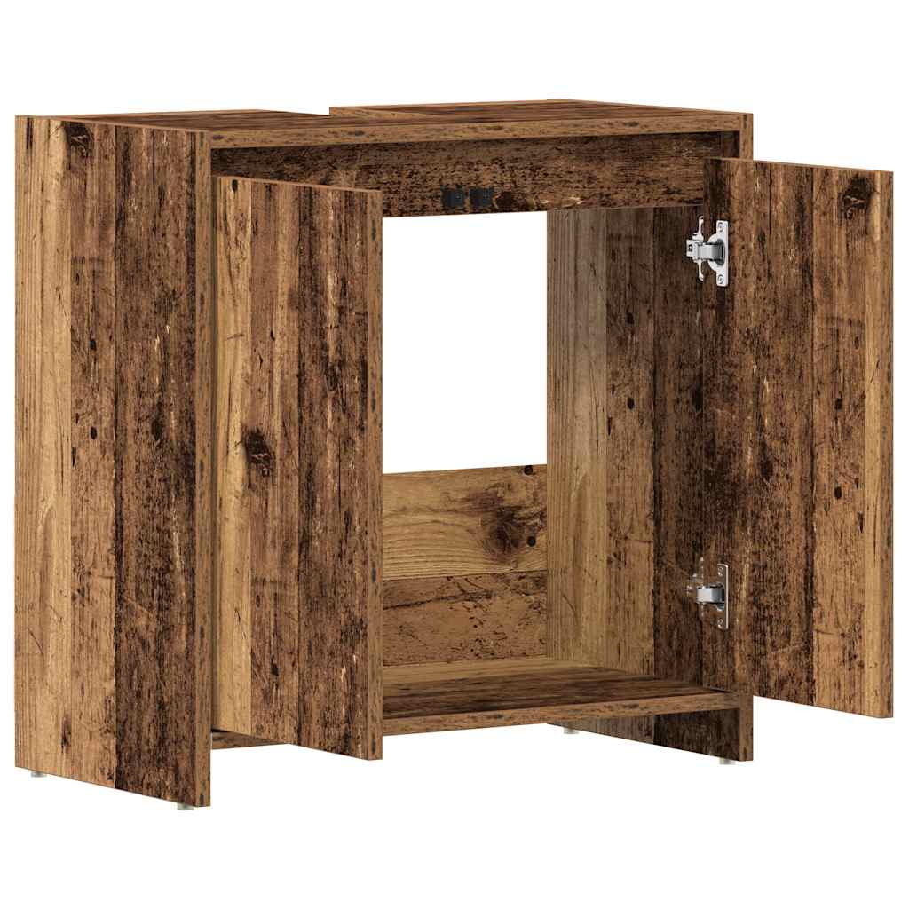 Wastafelkast 60x33x60 cm bewerkt hout oud houtkleurig is nu te koop bij PeponiXL, paradijselijk wonen!