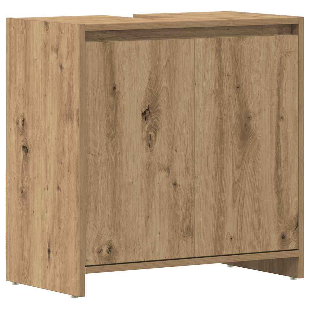 Wastafelkast 60x33x60 cm bewerkt hout artisanaal eikenkleurig is nu te koop bij PeponiXL, paradijselijk wonen!