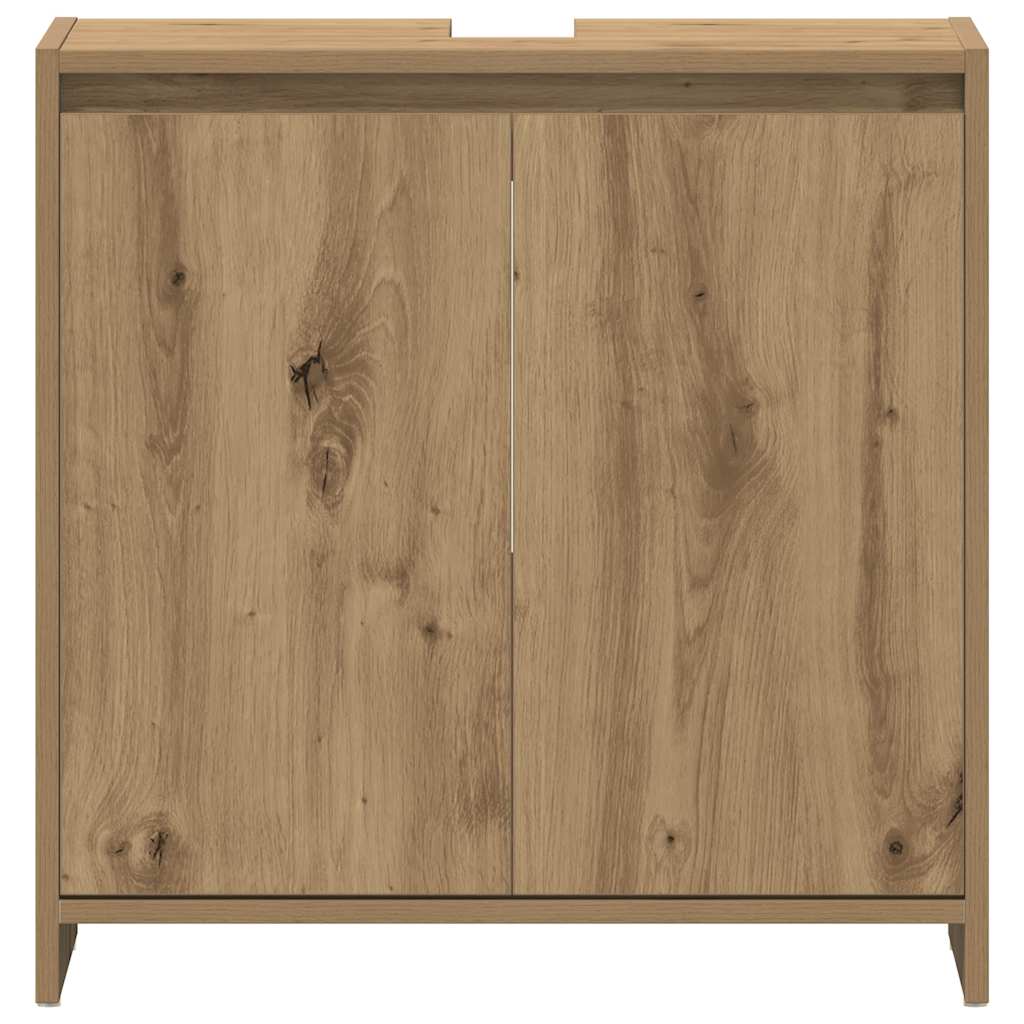 Wastafelkast 60x33x60 cm bewerkt hout artisanaal eikenkleurig is nu te koop bij PeponiXL, paradijselijk wonen!