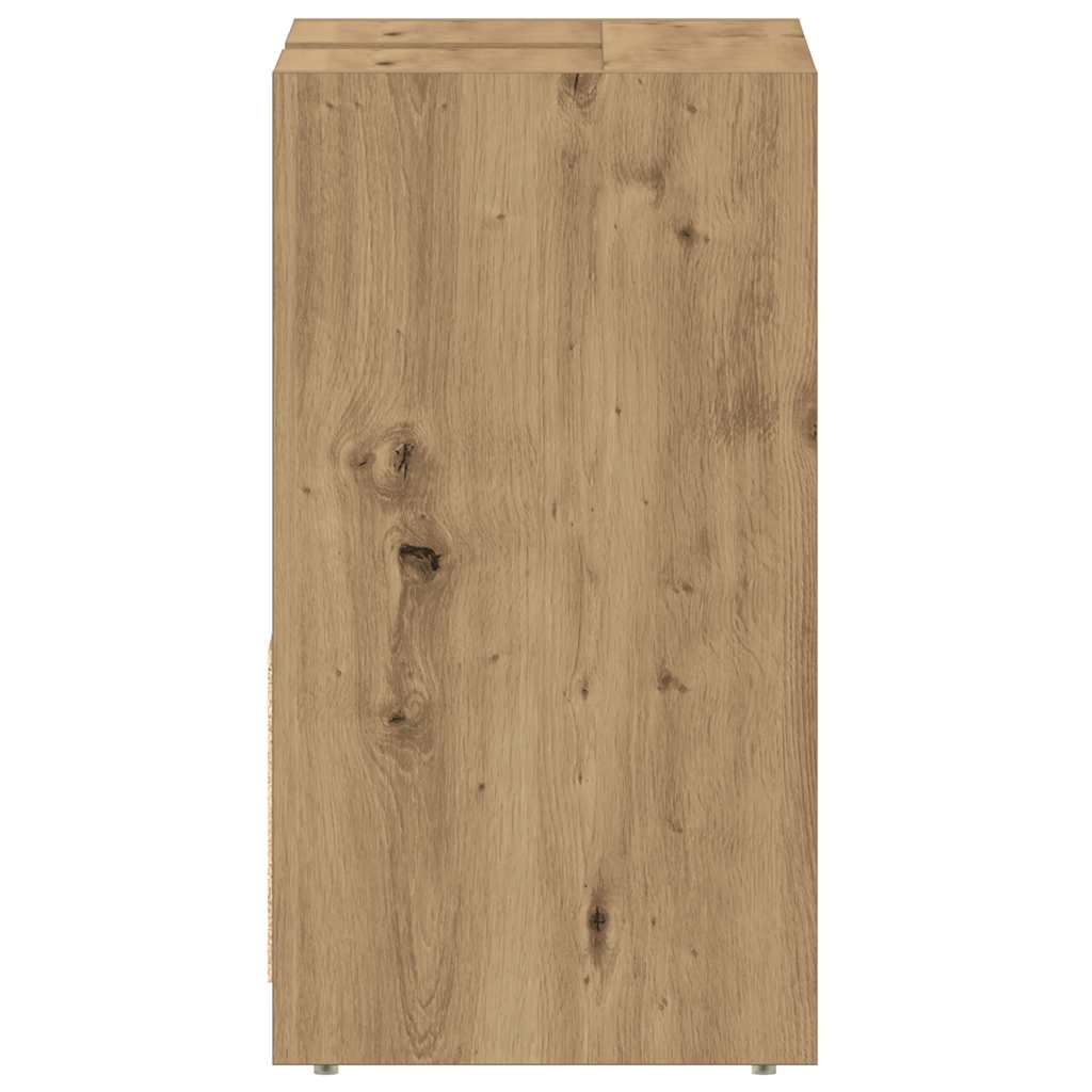 Wastafelkast 60x33x60 cm bewerkt hout artisanaal eikenkleurig is nu te koop bij PeponiXL, paradijselijk wonen!