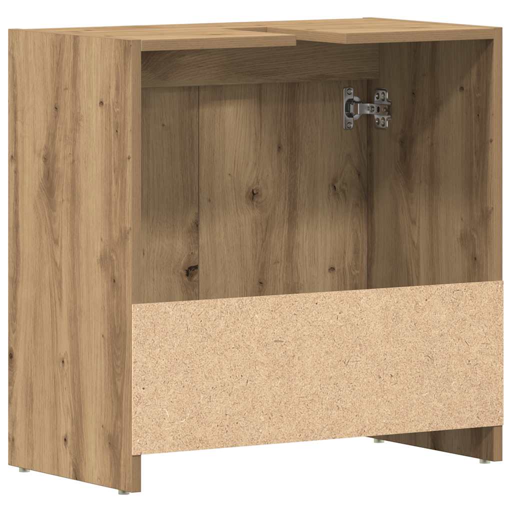 Wastafelkast 60x33x60 cm bewerkt hout artisanaal eikenkleurig is nu te koop bij PeponiXL, paradijselijk wonen!