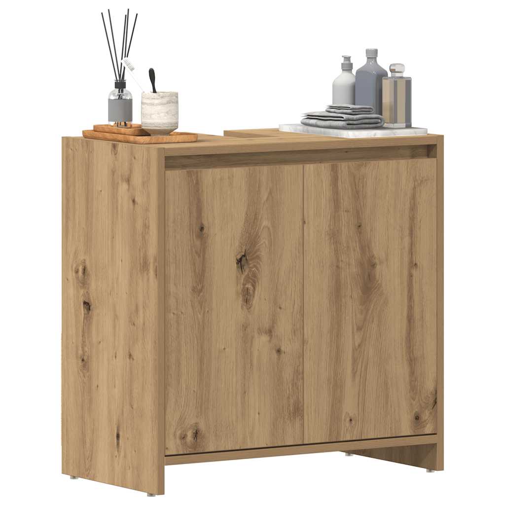 Wastafelkast 60x33x60 cm bewerkt hout artisanaal eikenkleurig is nu te koop bij PeponiXL, paradijselijk wonen!