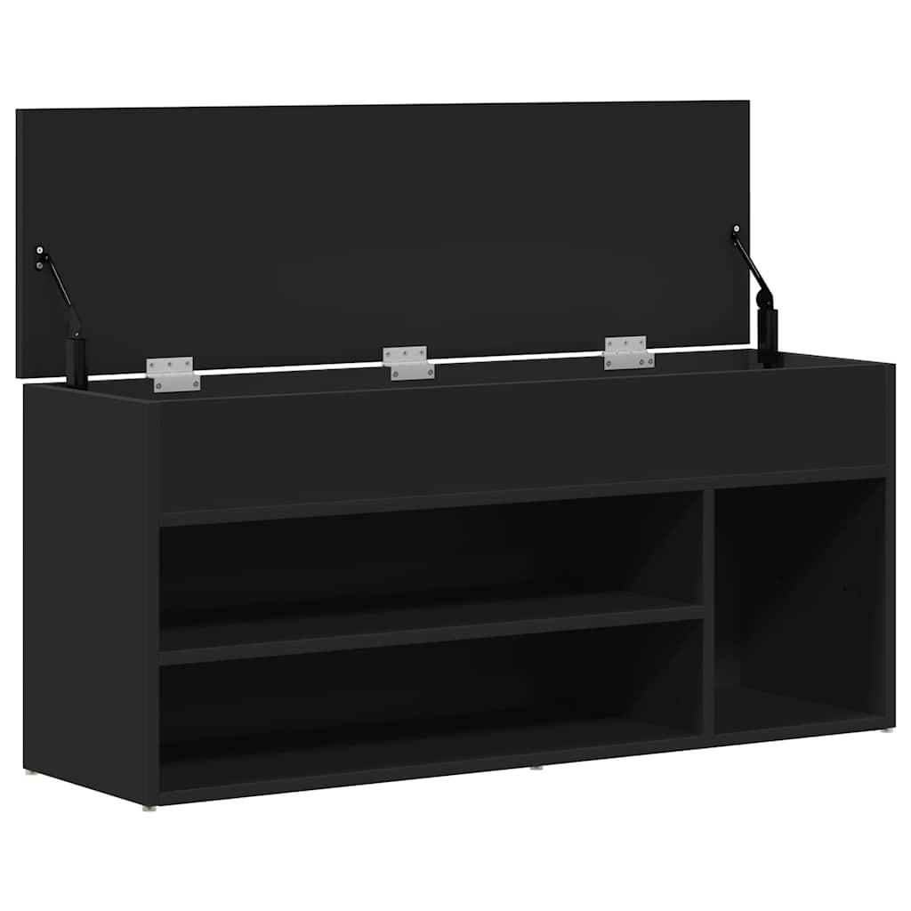 Schoenenbank 102x30,5x45 cm bewerkt hout zwart is nu te koop bij PeponiXL, paradijselijk wonen!