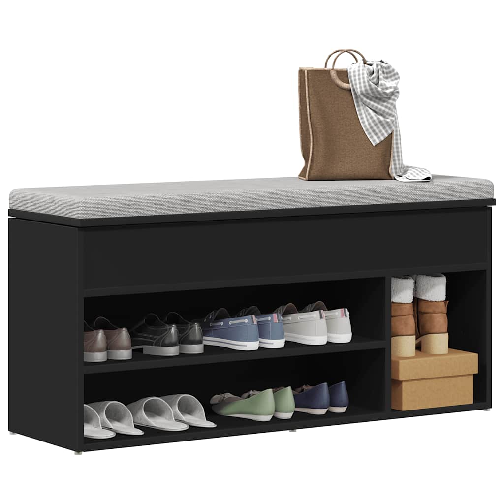Schoenenbank 102x30,5x45 cm bewerkt hout zwart is nu te koop bij PeponiXL, paradijselijk wonen!