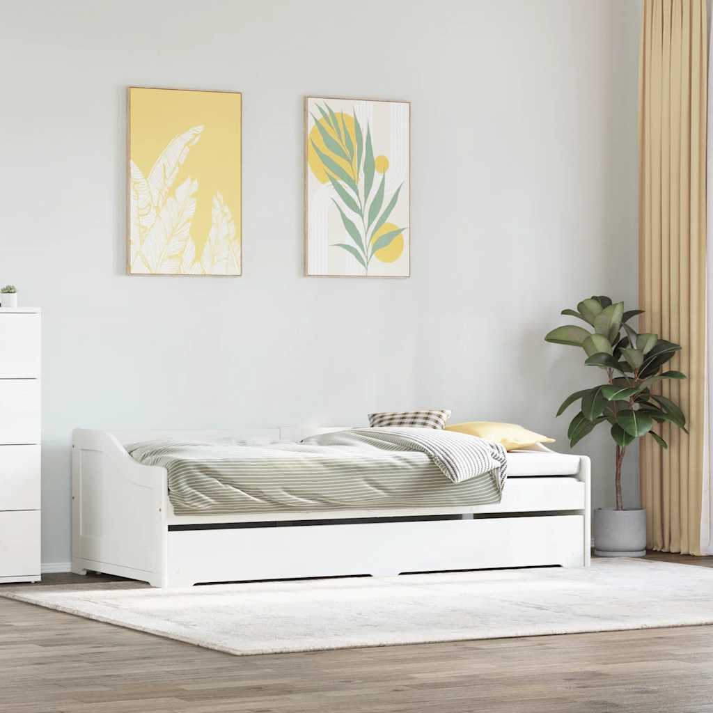 Slaapbank met onderschuifbed zonder matras IRUN 90x200 cm wit is nu te koop bij PeponiXL, paradijselijk wonen!