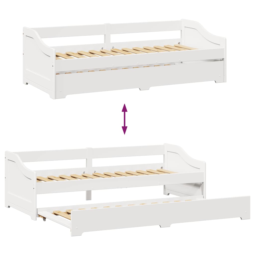 Slaapbank met onderschuifbed zonder matras IRUN 90x200 cm wit is nu te koop bij PeponiXL, paradijselijk wonen!