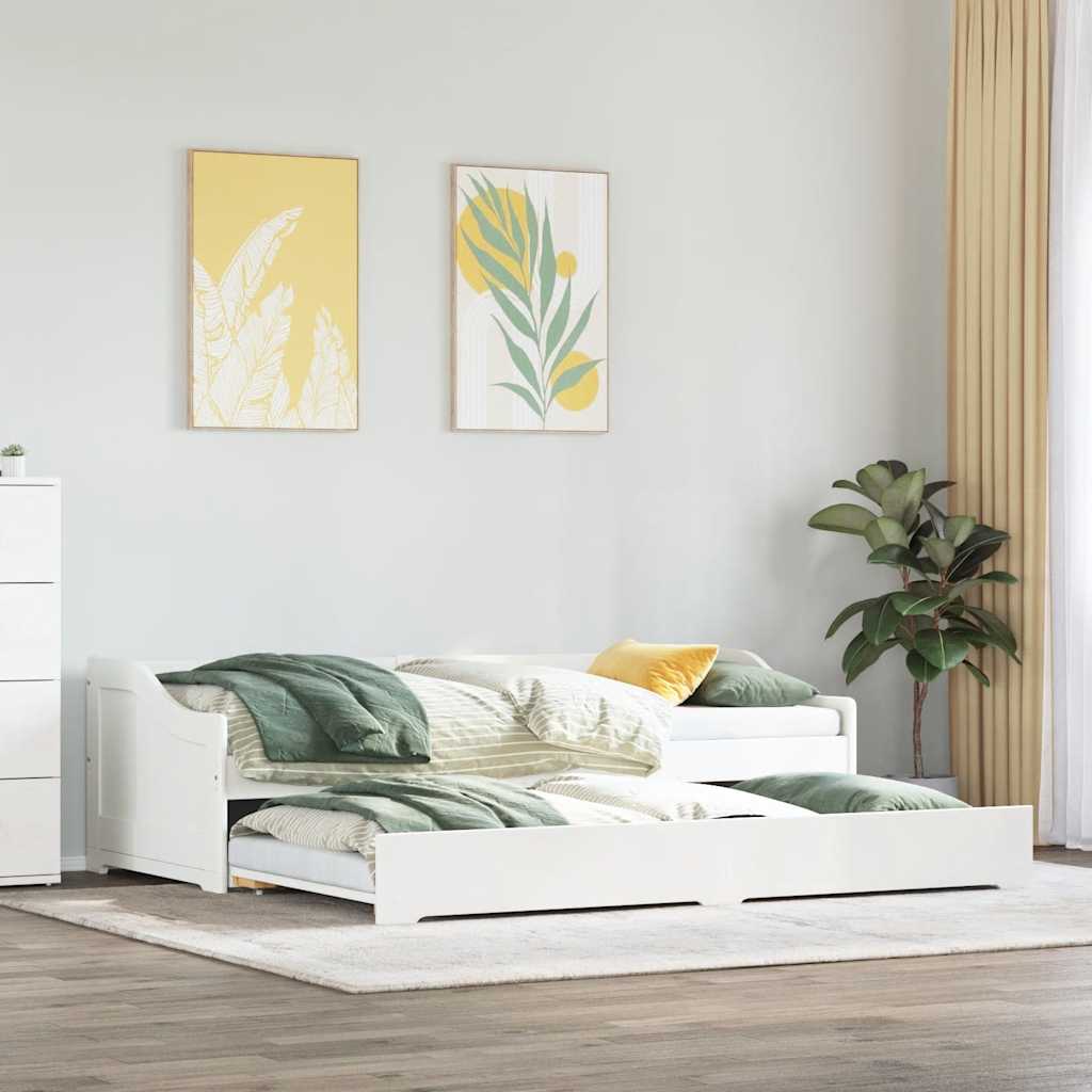 Slaapbank met onderschuifbed zonder matras IRUN 90x200 cm wit is nu te koop bij PeponiXL, paradijselijk wonen!