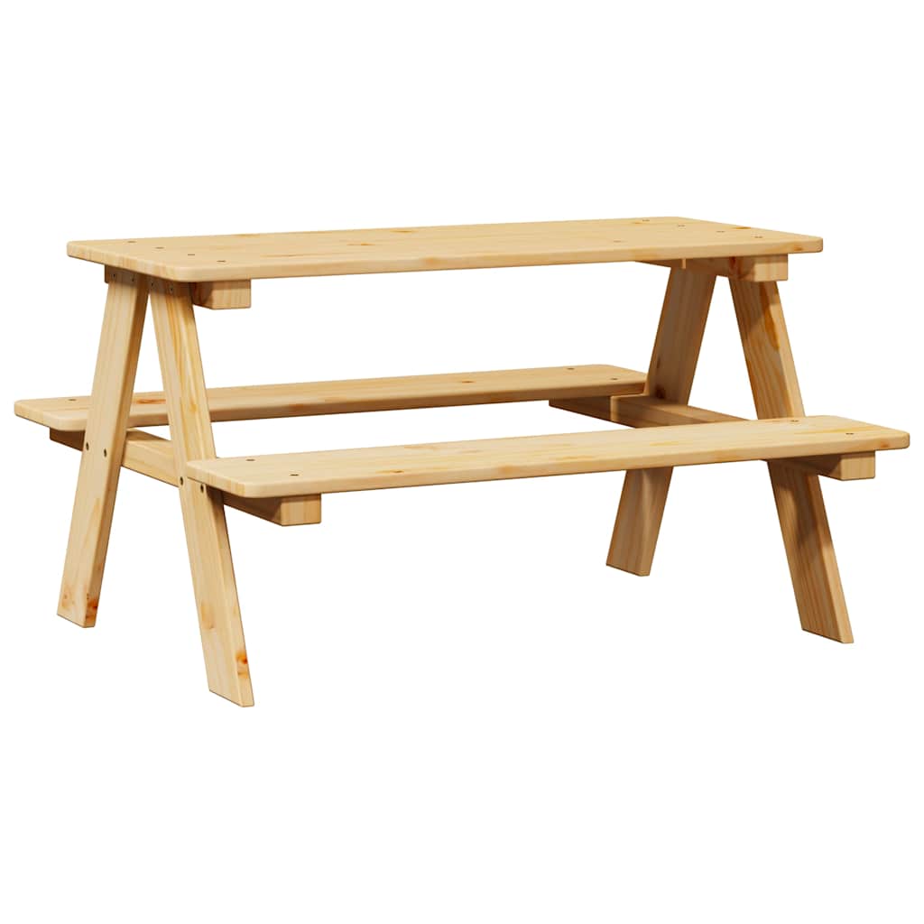 Kindertafel met banken 90x79,5x50 cm massief hout is nu te koop bij PeponiXL, paradijselijk wonen!