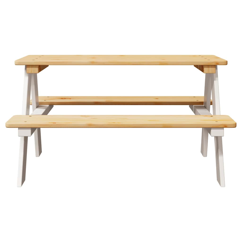 Kindertafel met banken IRUN 90x79,5x50cm massief hout wit is nu te koop bij PeponiXL, paradijselijk wonen!
