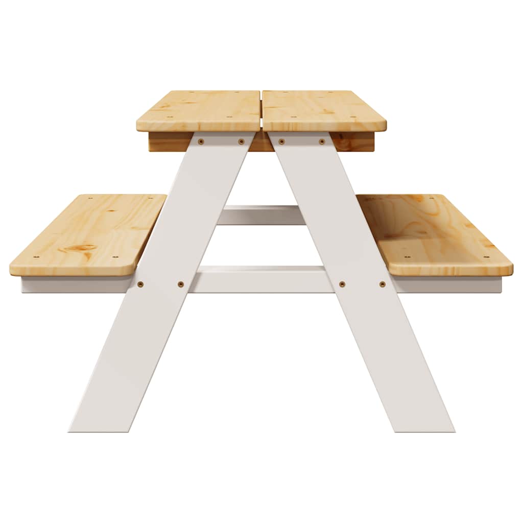 Kindertafel met banken IRUN 90x79,5x50cm massief hout wit is nu te koop bij PeponiXL, paradijselijk wonen!
