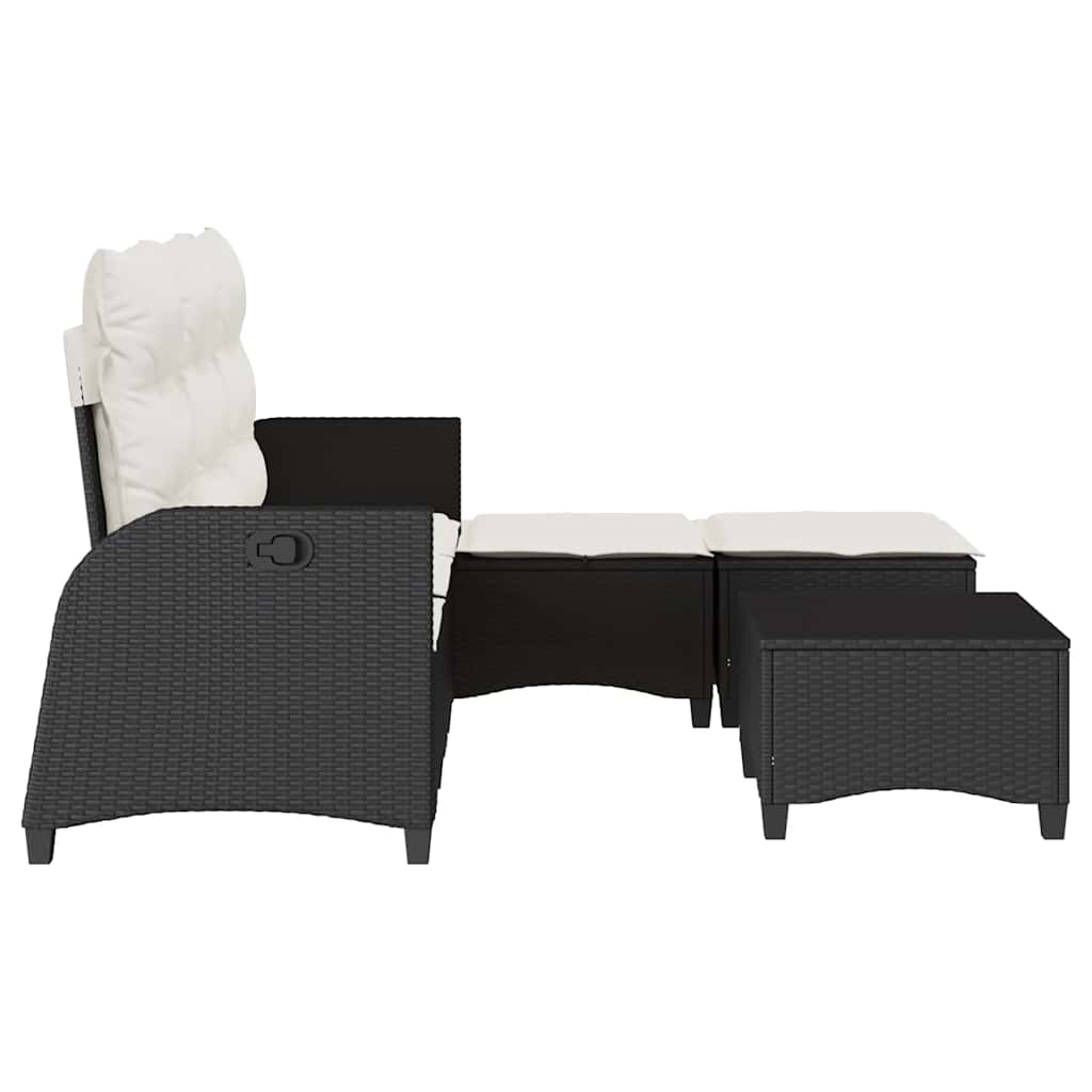 3-delige Tuinbankstel met kussens L-vormig poly rattan zwart is nu te koop bij PeponiXL, paradijselijk wonen!