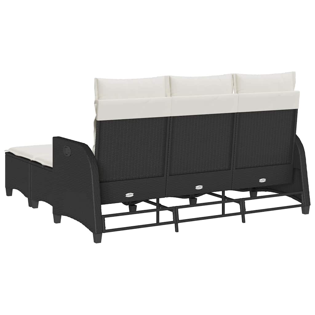 3-delige Tuinbankstel met kussens L-vormig poly rattan zwart is nu te koop bij PeponiXL, paradijselijk wonen!