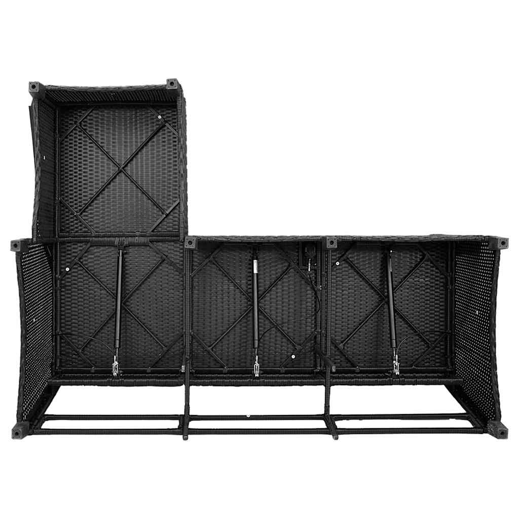 3-delige Tuinbankstel met kussens L-vormig poly rattan zwart is nu te koop bij PeponiXL, paradijselijk wonen!