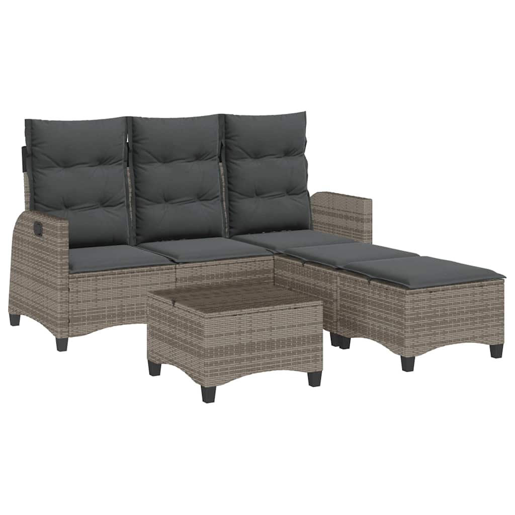 3-delige Tuinbankstel met kussens L-vormig poly rattan grijs is nu te koop bij PeponiXL, paradijselijk wonen!