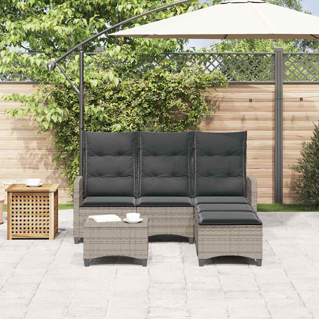 3-delige Tuinbankstel met kussens L-vormig poly rattan grijs is nu te koop bij PeponiXL, paradijselijk wonen!