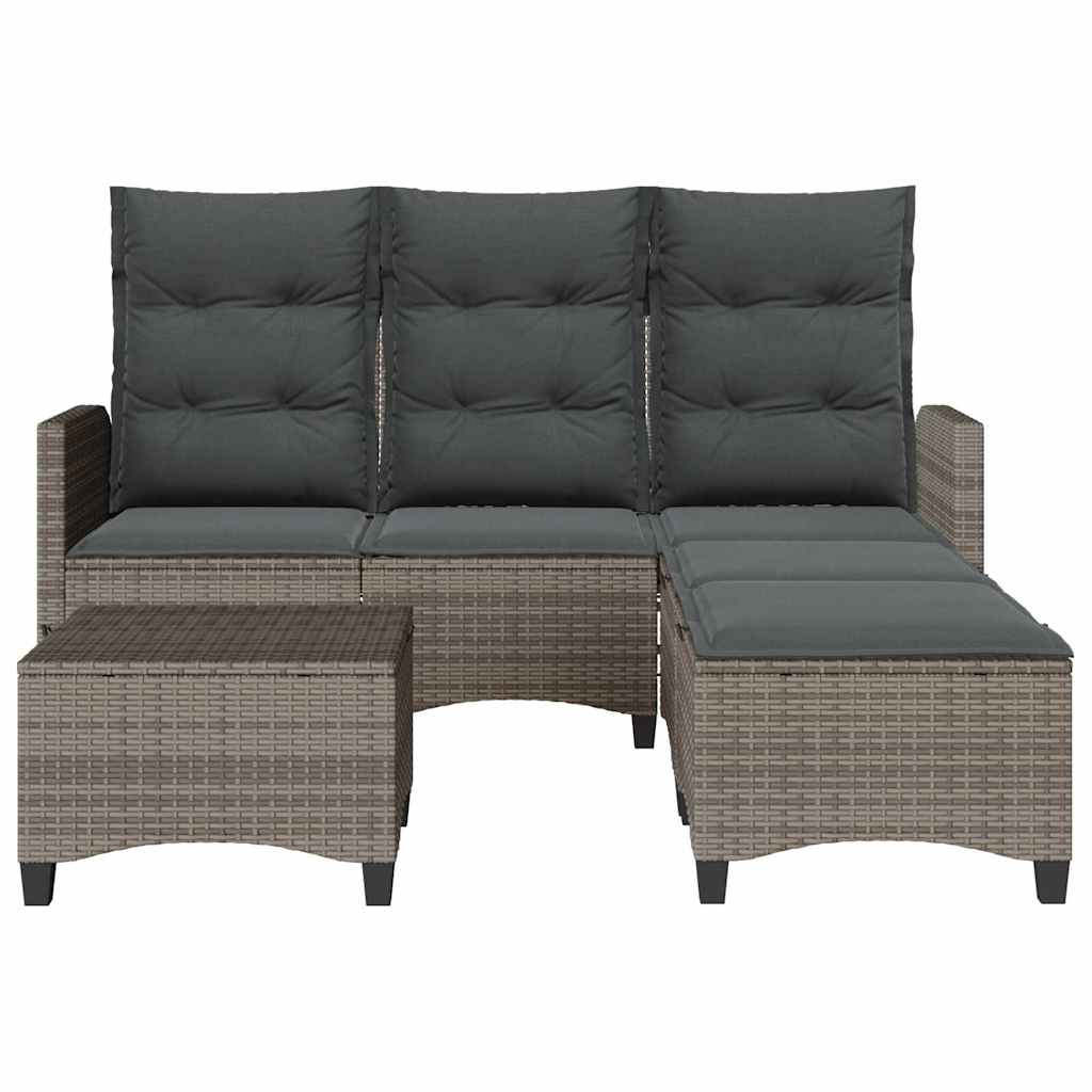 3-delige Tuinbankstel met kussens L-vormig poly rattan grijs is nu te koop bij PeponiXL, paradijselijk wonen!