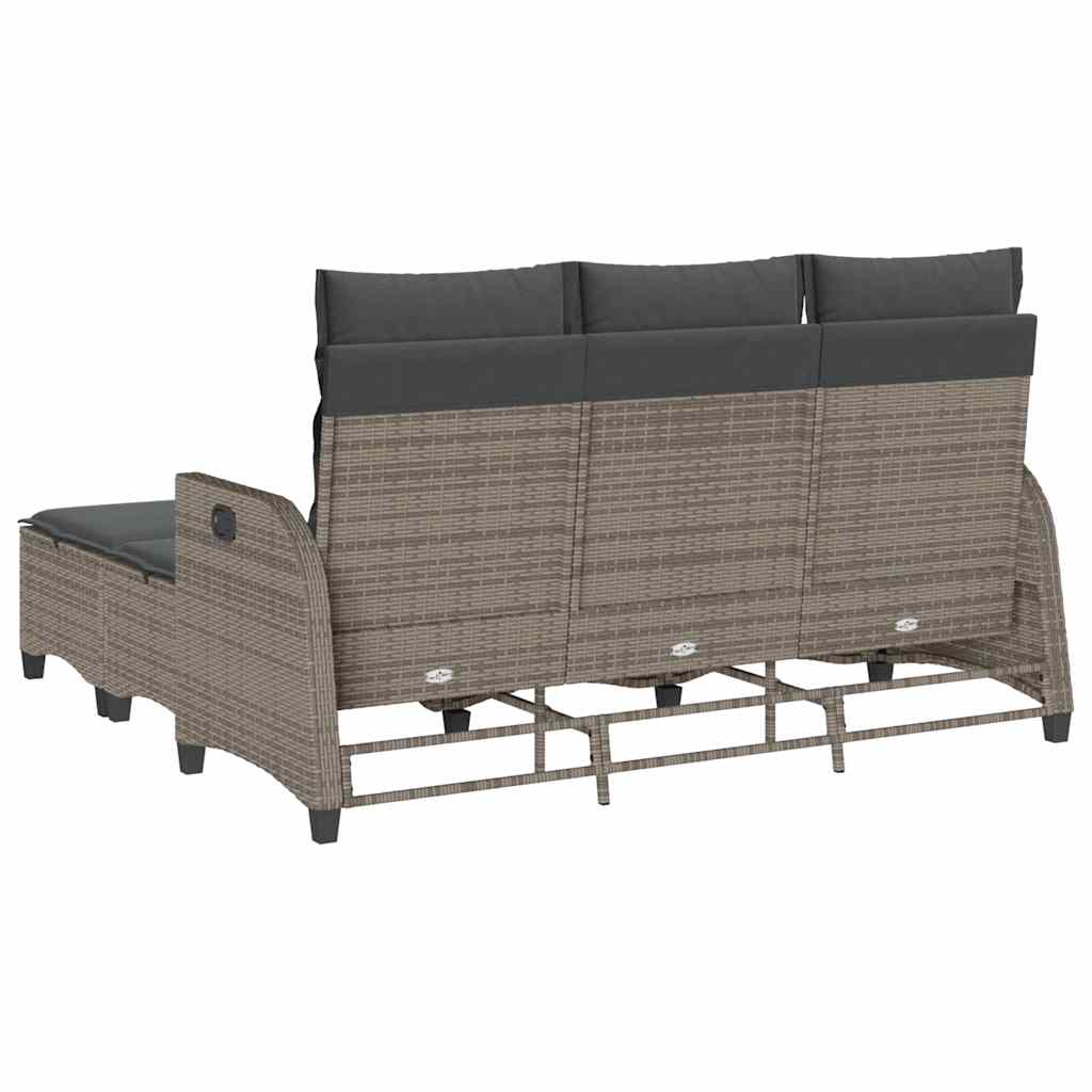 3-delige Tuinbankstel met kussens L-vormig poly rattan grijs is nu te koop bij PeponiXL, paradijselijk wonen!