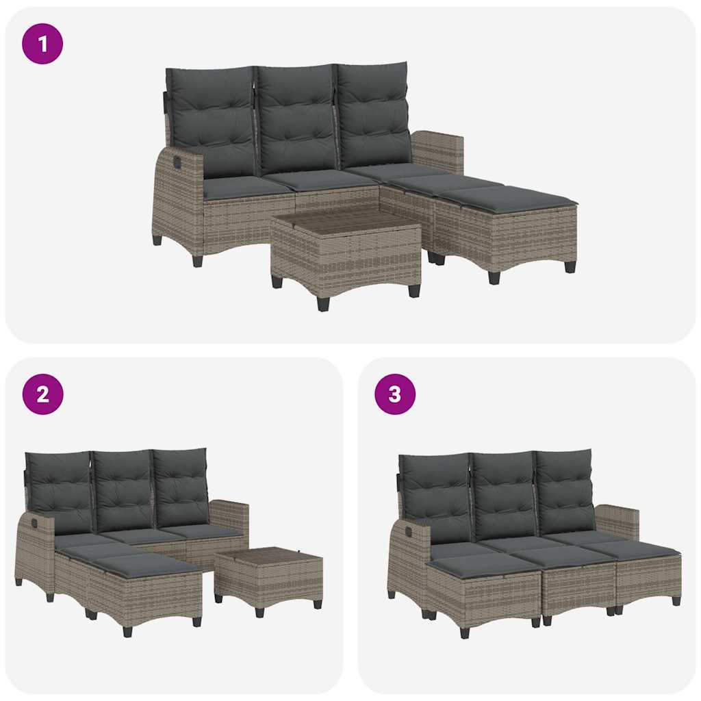 3-delige Tuinbankstel met kussens L-vormig poly rattan grijs is nu te koop bij PeponiXL, paradijselijk wonen!