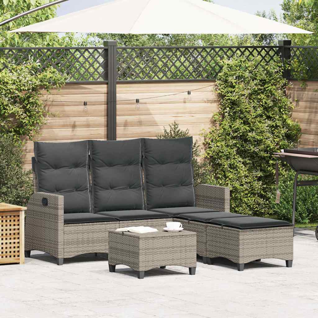 3-delige Tuinbankstel met kussens L-vormig poly rattan grijs is nu te koop bij PeponiXL, paradijselijk wonen!