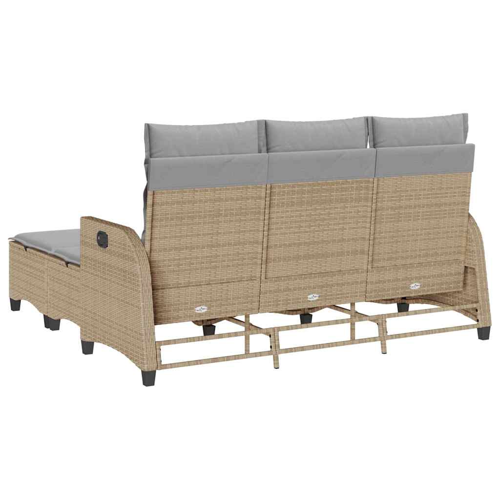 3-delige Tuinbankstel met kussens L-vormig beige poly rattan is nu te koop bij PeponiXL, paradijselijk wonen!