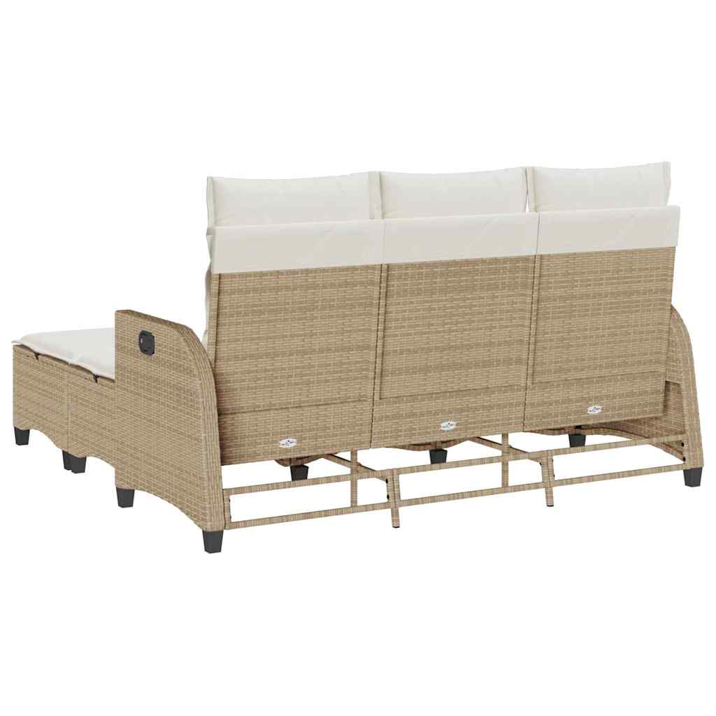 3-delige Tuinbankstel met kussens L-vormig beige poly rattan is nu te koop bij PeponiXL, paradijselijk wonen!
