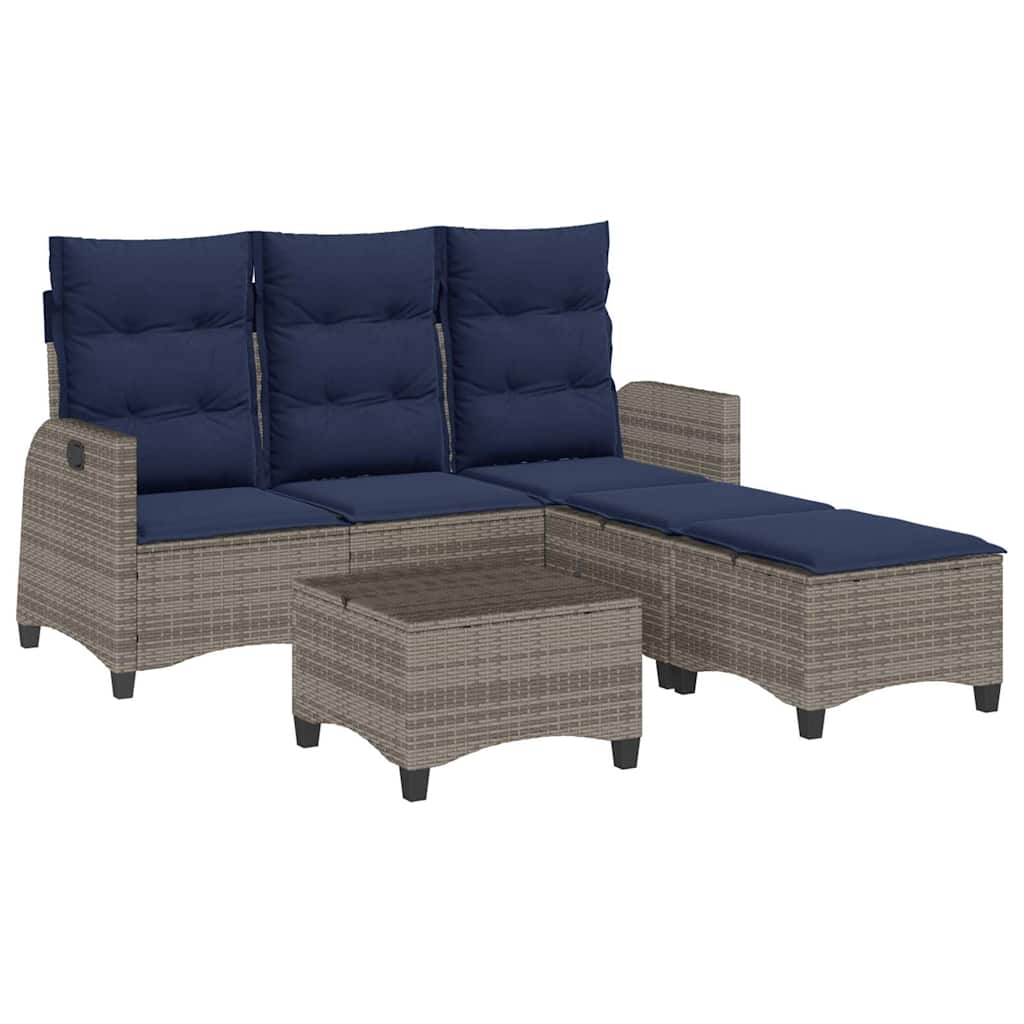 3-delige Tuinbankstel met kussens L-vormig poly rattan grijs is nu te koop bij PeponiXL, paradijselijk wonen!