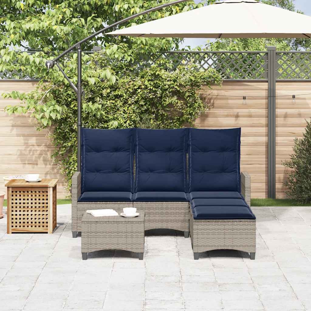 3-delige Tuinbankstel met kussens L-vormig poly rattan grijs is nu te koop bij PeponiXL, paradijselijk wonen!
