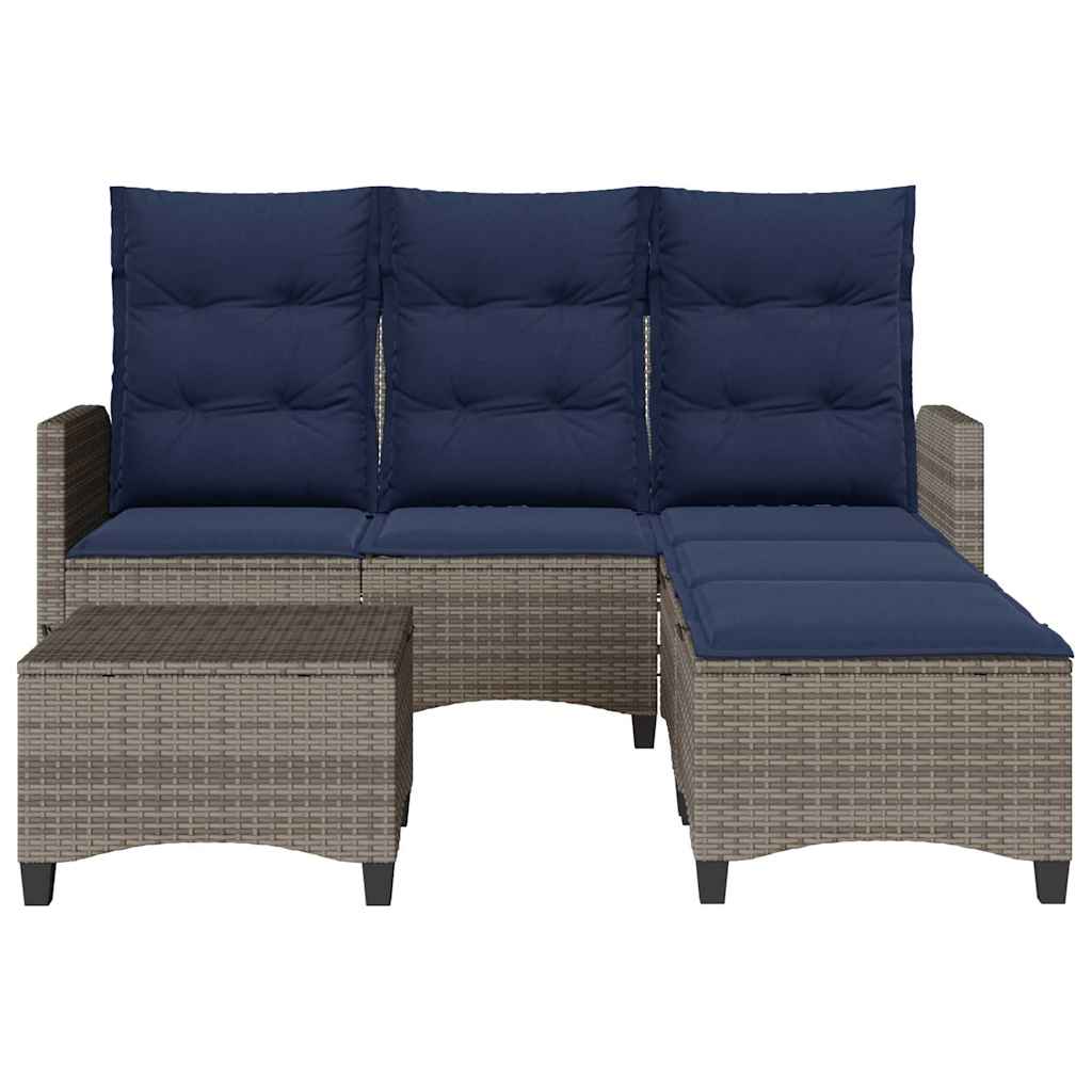 3-delige Tuinbankstel met kussens L-vormig poly rattan grijs is nu te koop bij PeponiXL, paradijselijk wonen!