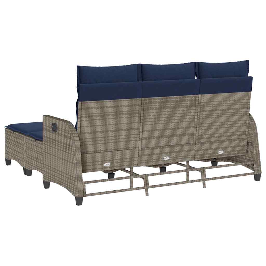 3-delige Tuinbankstel met kussens L-vormig poly rattan grijs is nu te koop bij PeponiXL, paradijselijk wonen!