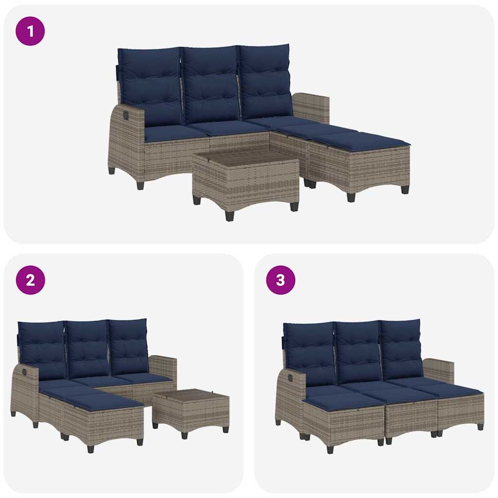 3-delige Tuinbankstel met kussens L-vormig poly rattan grijs is nu te koop bij PeponiXL, paradijselijk wonen!