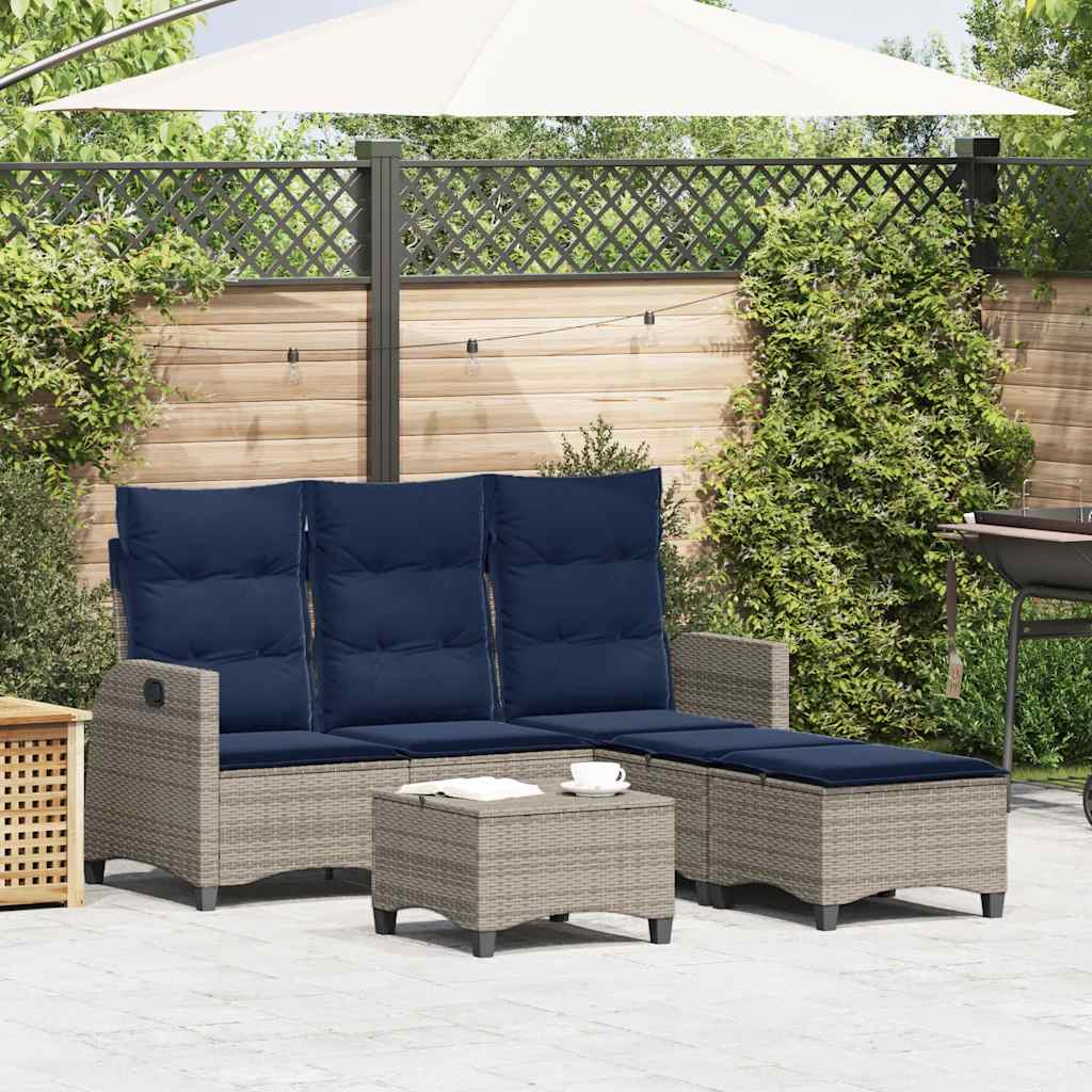 3-delige Tuinbankstel met kussens L-vormig poly rattan grijs is nu te koop bij PeponiXL, paradijselijk wonen!