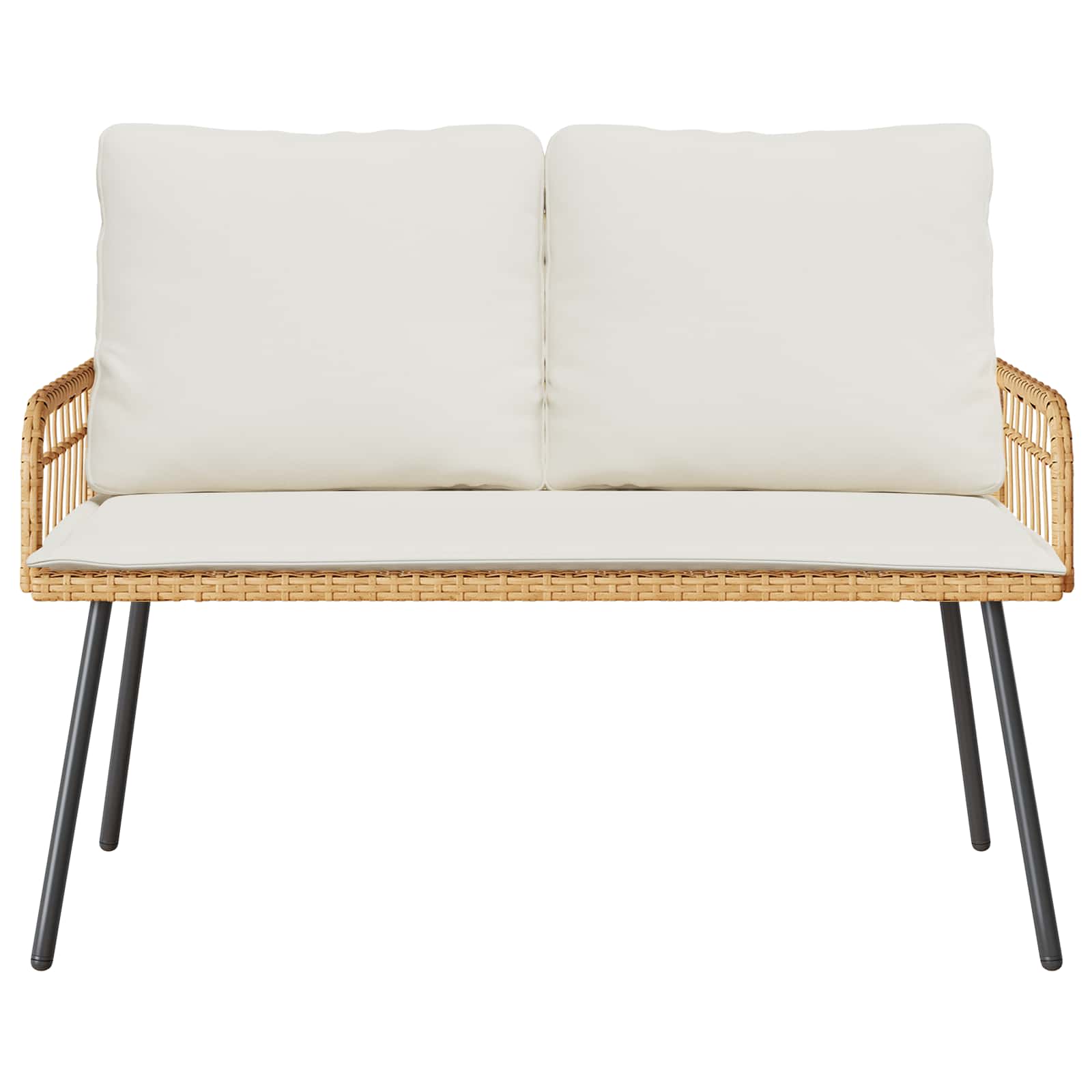 Tuin eettafelset met kussen 2 pcs Naturel poly rattan is nu te koop bij PeponiXL, paradijselijk wonen!