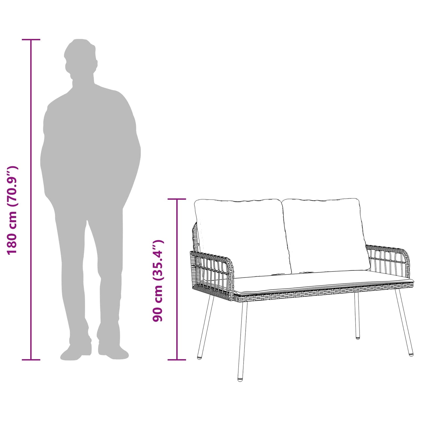 Tuin eettafelset met kussen 2 pcs Naturel poly rattan is nu te koop bij PeponiXL, paradijselijk wonen!