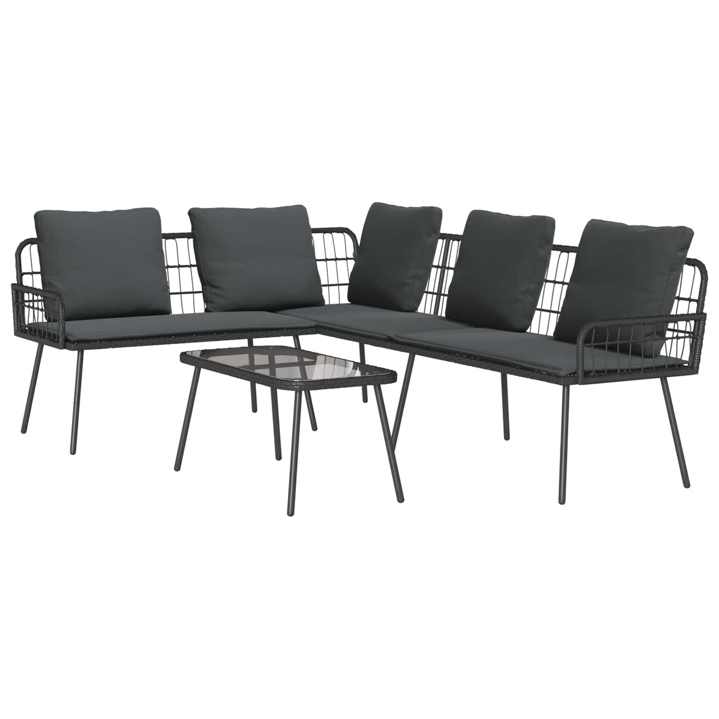 Tuinbankenset met kussen 2 pcs Zwart poly rattan is nu te koop bij PeponiXL, paradijselijk wonen!