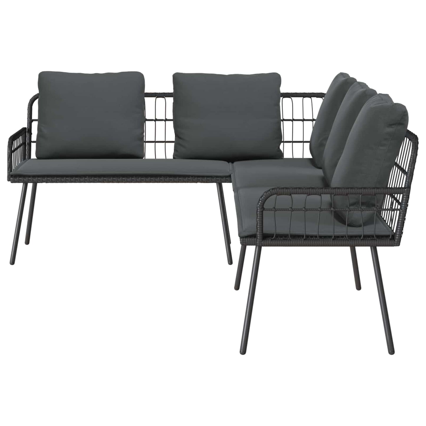 Tuinbankenset met kussen 2 pcs Zwart poly rattan is nu te koop bij PeponiXL, paradijselijk wonen!