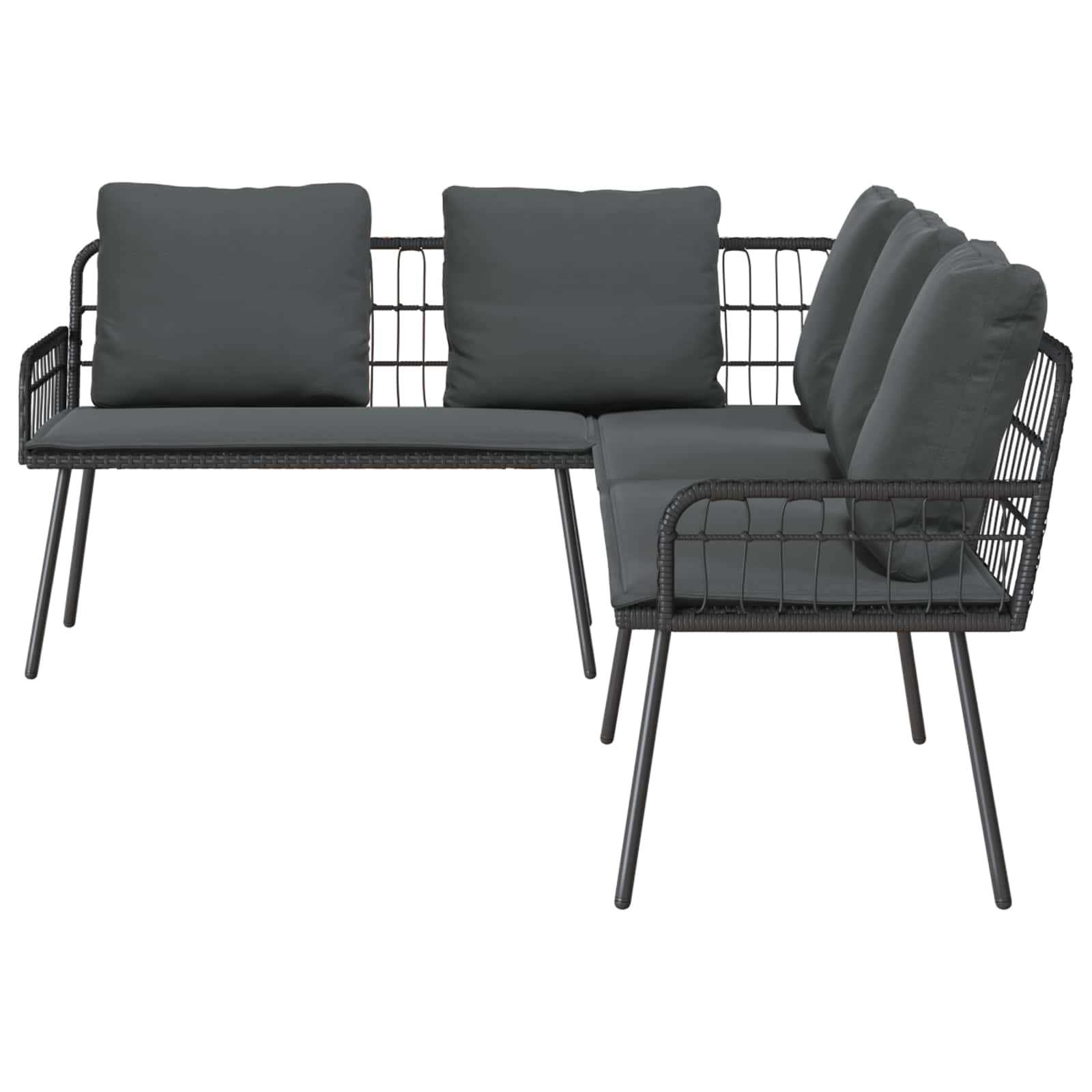 Tuinbankenset met kussen 2 pcs Zwart poly rattan is nu te koop bij PeponiXL, paradijselijk wonen!