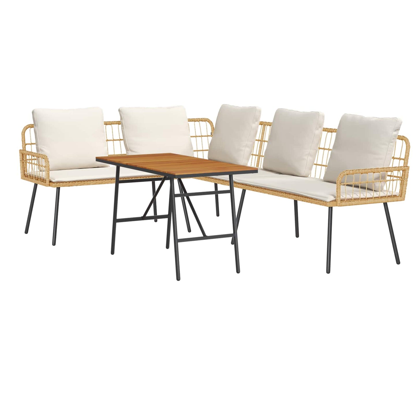Tuinbankenset 2 pcs Beige poly rattan is nu te koop bij PeponiXL, paradijselijk wonen!