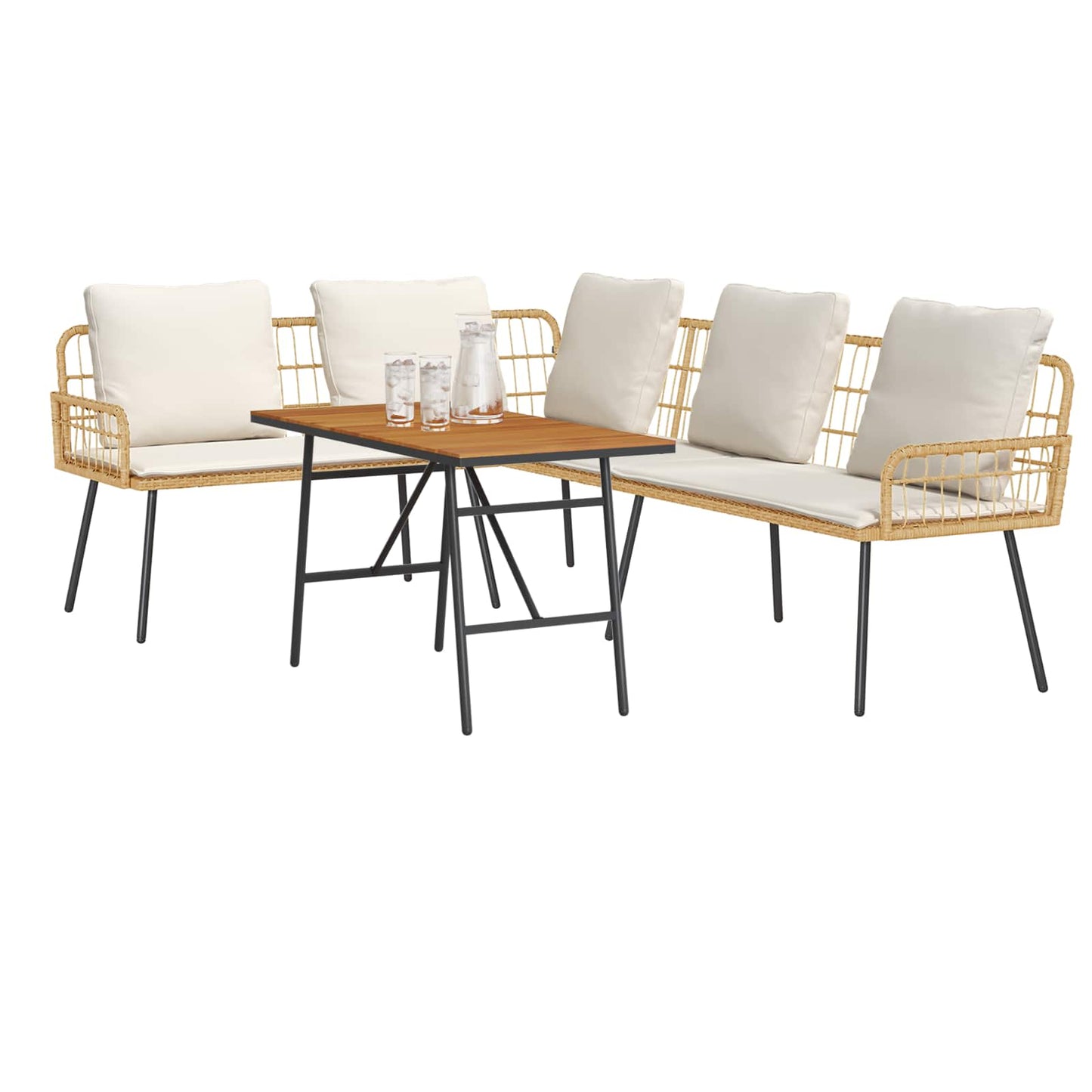 Tuinbankenset 2 pcs Beige poly rattan is nu te koop bij PeponiXL, paradijselijk wonen!