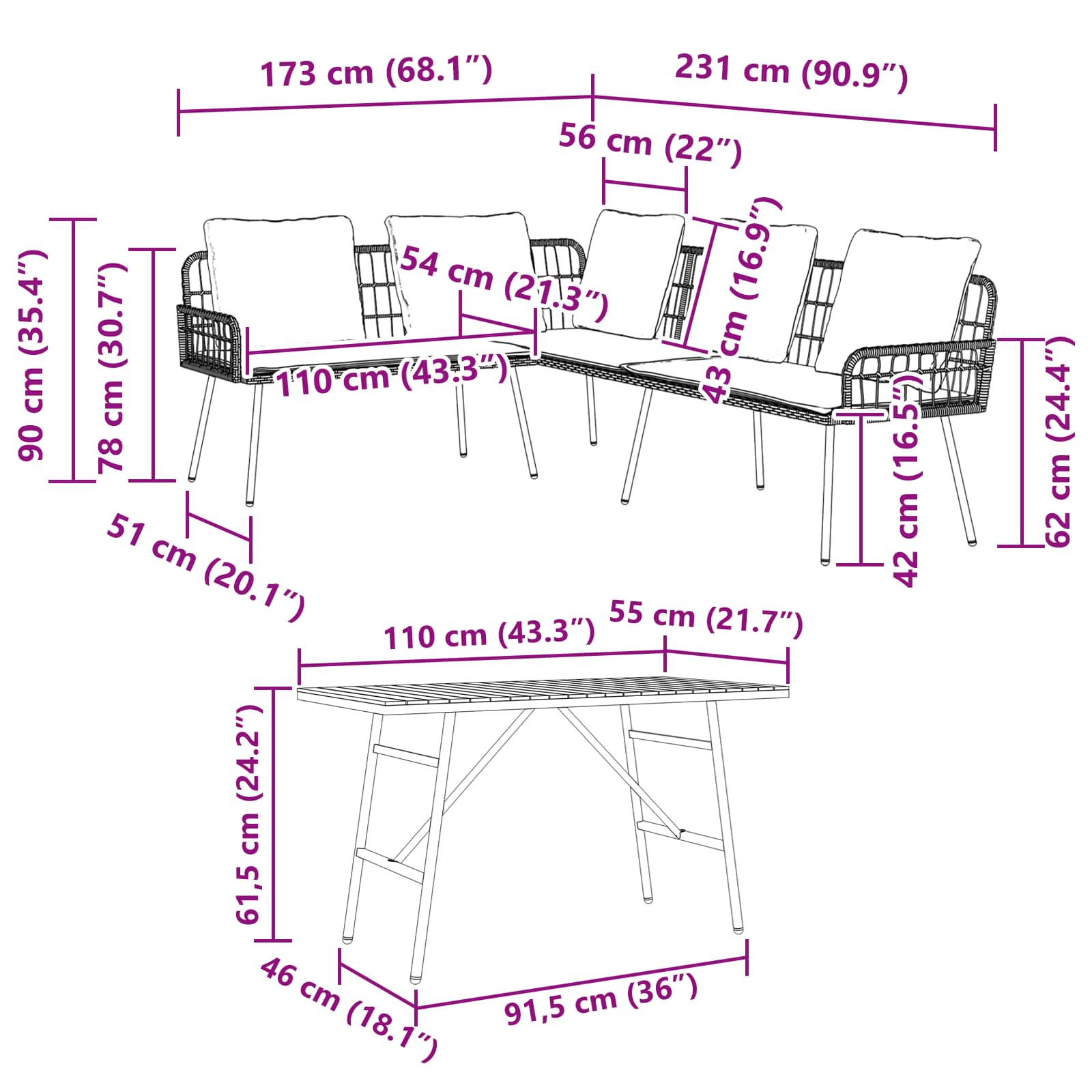 Tuinbankenset 2 pcs Beige poly rattan is nu te koop bij PeponiXL, paradijselijk wonen!