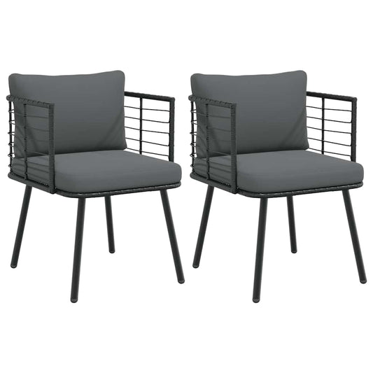 Tuinstoelen 2 st met kussens poly rattan zwart is nu te koop bij PeponiXL, paradijselijk wonen!