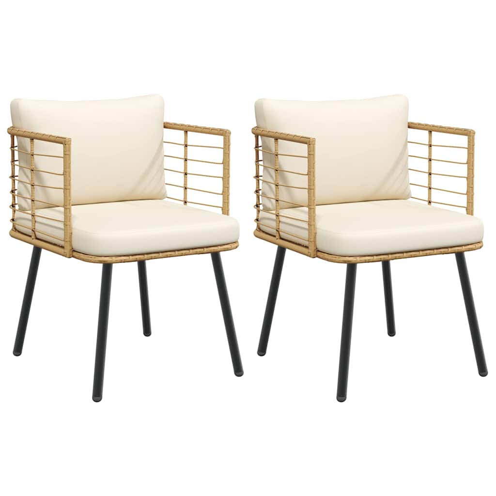 Tuinstoelen 2 st met kussens poly rattan naturel is nu te koop bij PeponiXL, paradijselijk wonen!