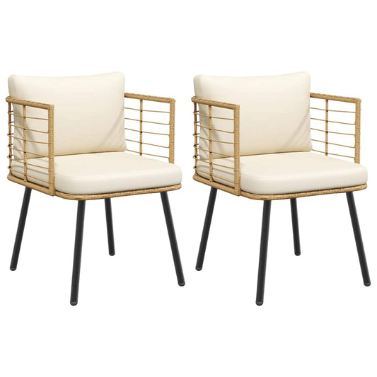 Tuinstoelen 2 st met kussens poly rattan naturel is nu te koop bij PeponiXL, paradijselijk wonen!