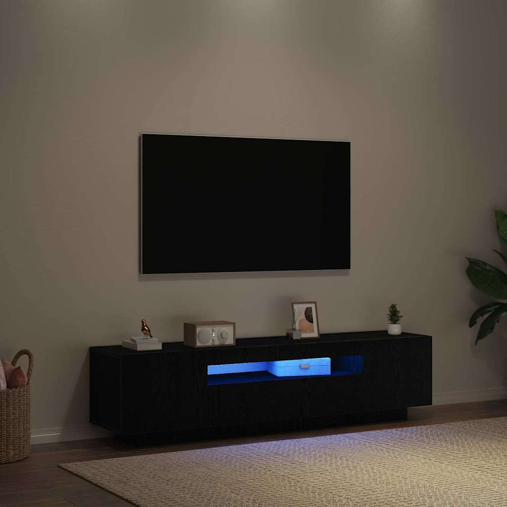 TV-kast Zwart 160 x 35 x 40 cm Bewerkt hout